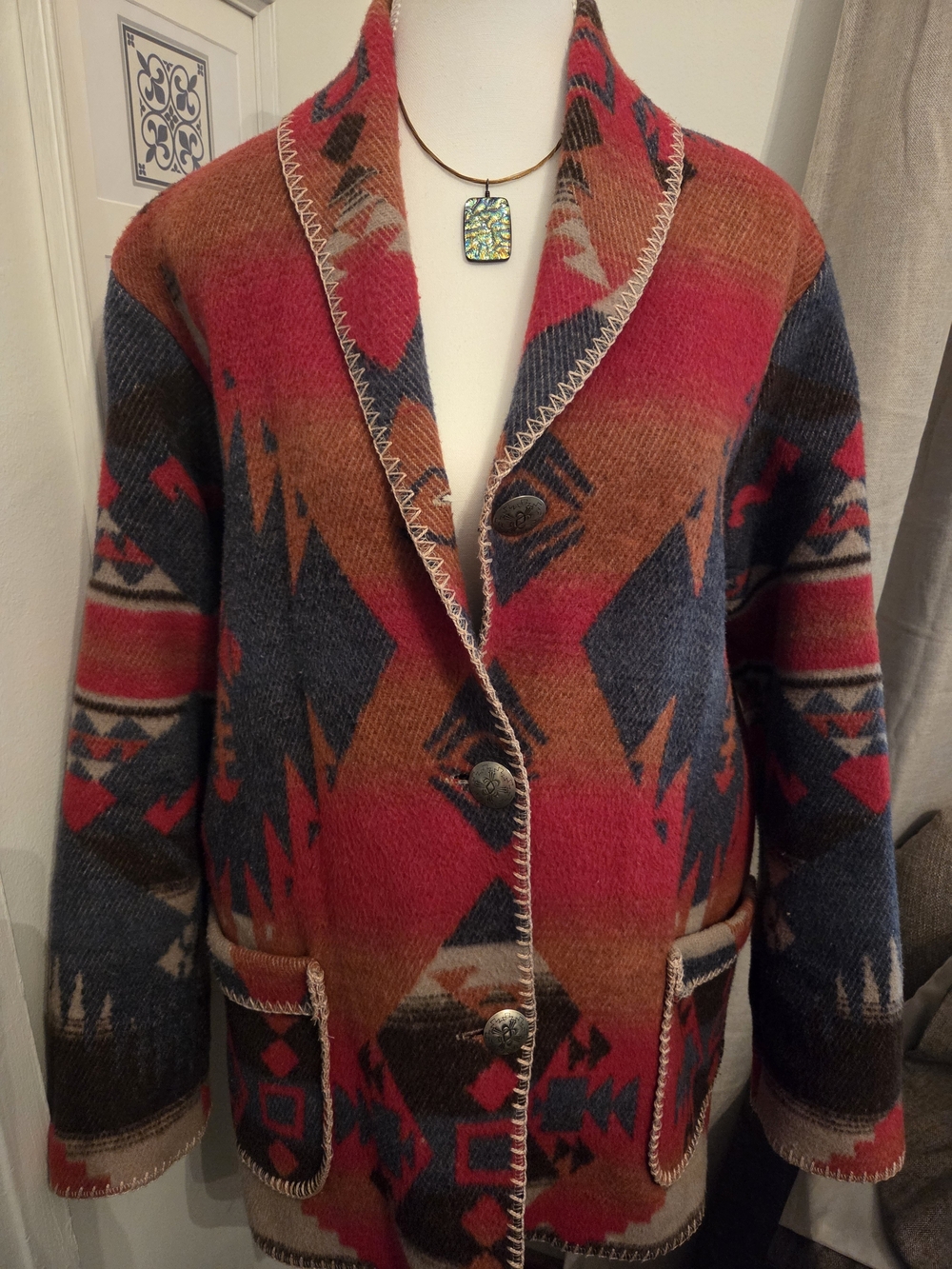 Vintage Rhonda Stark Design Southwestern Blanket Car Coat - Park City, Utah